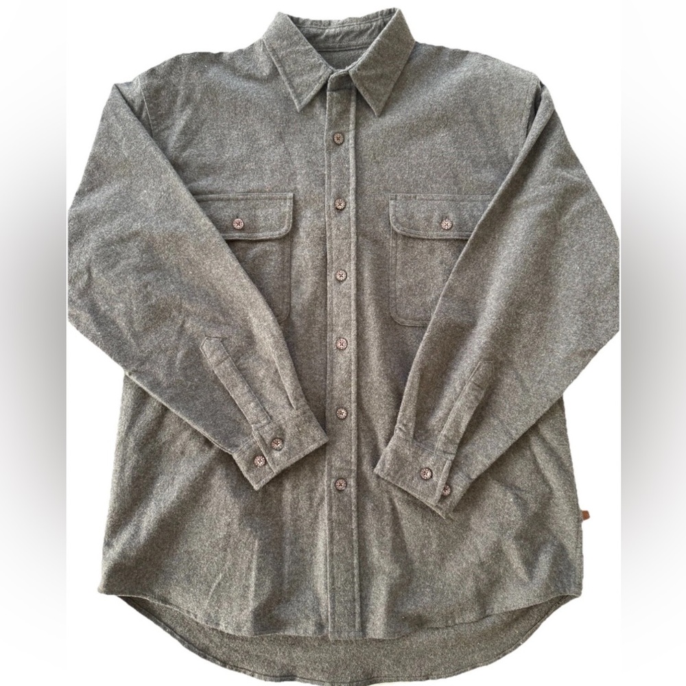 Men’s Moose Creek Gray Heavy Flannel Long Sleeve Shirt 100% Cotton Large